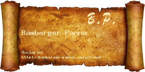Bamberger Panna névjegykártya